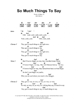 page one of So Much Things To Say (Guitar Chords/Lyrics)