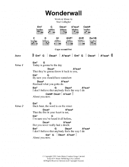 page one of Wonderwall (Guitar Chords/Lyrics)