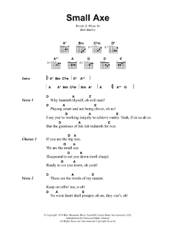 page one of Small Axe (Guitar Chords/Lyrics)