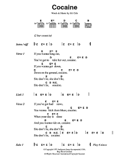 page one of Cocaine (Guitar Chords/Lyrics)