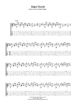 page one of Mad World (Guitar Tab)