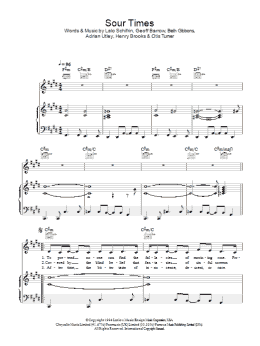 page one of Sour Times (Piano, Vocal & Guitar Chords)