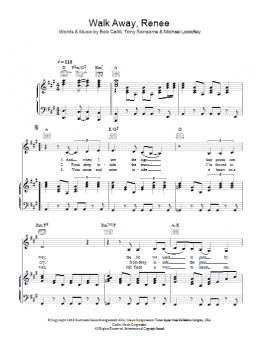 page one of Walk Away, Renee (Piano, Vocal & Guitar Chords)