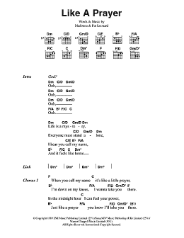 page one of Like A Prayer (Guitar Chords/Lyrics)