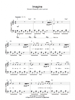 page one of Imagine (Easy Piano)