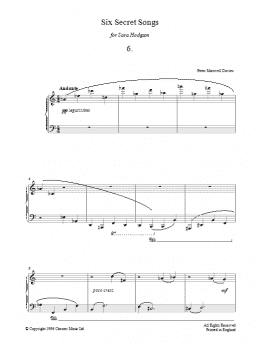 page one of Six Secret Songs, No.6, Andante (Piano Solo)