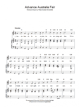 page one of Advance Australia Fair (Australian National Anthem) (Piano, Vocal & Guitar Chords)