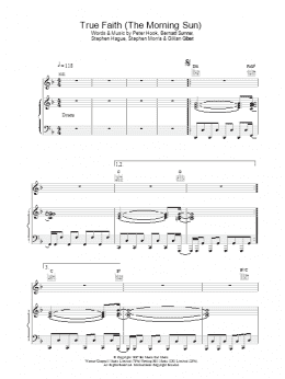 page one of True Faith (Piano, Vocal & Guitar Chords)