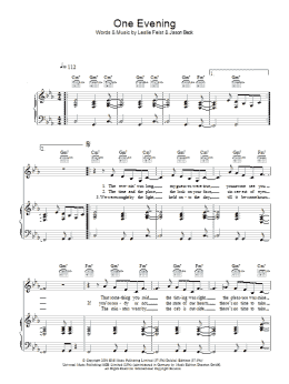 page one of One Evening (Piano, Vocal & Guitar Chords)
