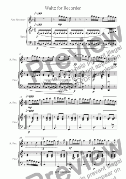 page one of Waltz for Recorder