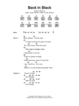 page one of Back In Black (Guitar Chords/Lyrics)