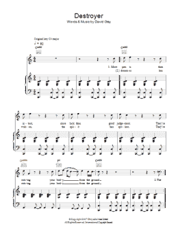 page one of Destroyer (Piano, Vocal & Guitar Chords)