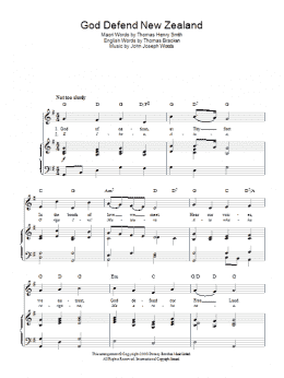 page one of God Defend New Zealand (New Zealand National Anthem) (Piano, Vocal & Guitar Chords)