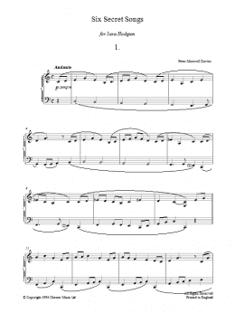 page one of Six Secret Songs, No.1, Andante (Piano Solo)