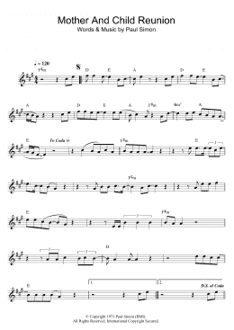 page one of Mother And Child Reunion (Flute Solo)