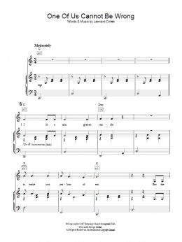 page one of One Of Us Cannot Be Wrong (Piano, Vocal & Guitar Chords)
