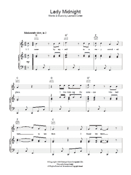 page one of Lady Midnight (Piano, Vocal & Guitar Chords)