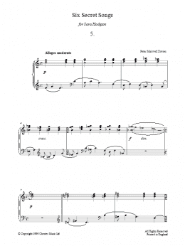 page one of Six Secret Songs, No.5, Allegro Moderato (Piano Solo)