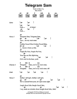 page one of Telegram Sam (Guitar Chords/Lyrics)