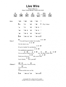 page one of Live Wire (Guitar Chords/Lyrics)