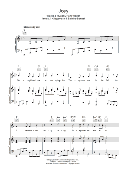 page one of Joey (Piano, Vocal & Guitar Chords)