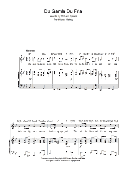 page one of Du Gamla Du Fria (Swedish National Anthem) (Piano, Vocal & Guitar Chords)
