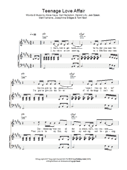page one of Teenage Love Affair (Piano, Vocal & Guitar Chords)