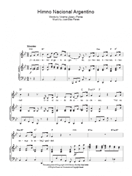 page one of Himno Nacional Argentino (Argentinian National Anthem) (Piano, Vocal & Guitar Chords)