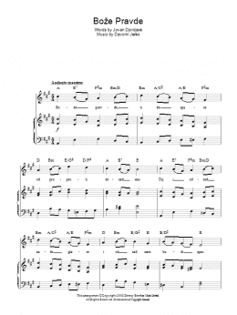page one of Boze Pravde (Serbian National Anthem) (Piano, Vocal & Guitar Chords)