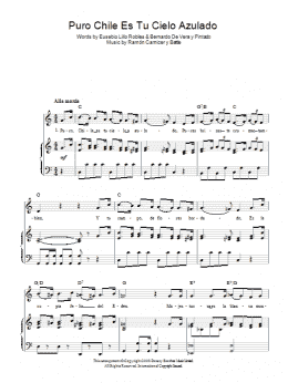 page one of Puro Chile Es Tu Cielo Azulado (Chilean National Anthem) (Piano, Vocal & Guitar Chords)
