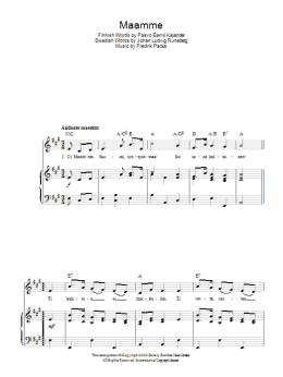 page one of Maamme (Finnish National Anthem) (Piano, Vocal & Guitar Chords)