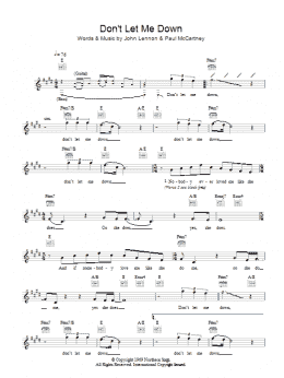 page one of Don't Let Me Down (Lead Sheet / Fake Book)