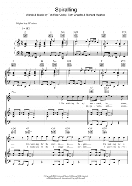 page one of Spiralling (Piano, Vocal & Guitar Chords)