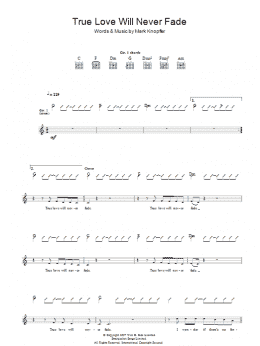 page one of True Love Will Never Fade (Guitar Tab)