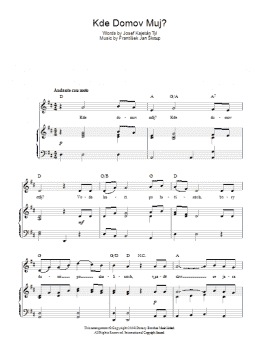 page one of Kde Domov Muj? (Czech Republic National Anthem) (Piano, Vocal & Guitar Chords)