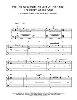 page one of Into The West (from Lord Of The Rings: The Return Of The King) (Beginner Piano)