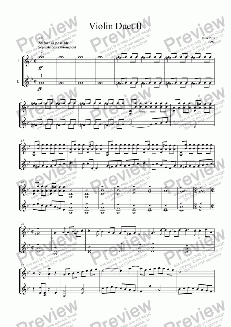 page one of Violin Duet II (2 violins) [1994]