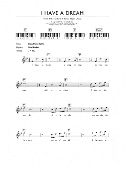 page one of I Have A Dream (Piano Chords/Lyrics)