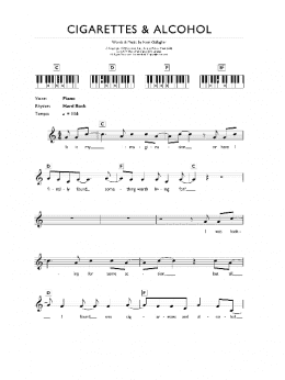 page one of Cigarettes & Alcohol (Piano Chords/Lyrics)