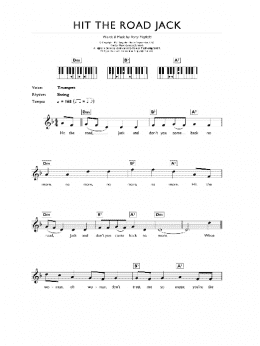 page one of Hit The Road Jack (Piano Chords/Lyrics)