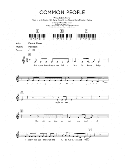 page one of Common People (Piano Chords/Lyrics)