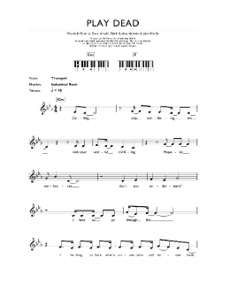 page one of Play Dead (Piano Chords/Lyrics)