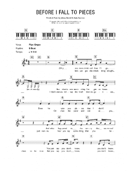 page one of Before I Fall To Pieces (Piano Chords/Lyrics)