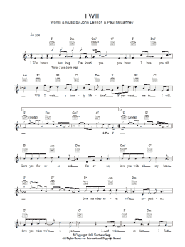 page one of I Will (Lead Sheet / Fake Book)