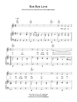 page one of Bye Bye Love (Piano, Vocal & Guitar Chords)