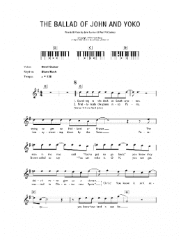 page one of The Ballad Of John And Yoko (Piano Chords/Lyrics)