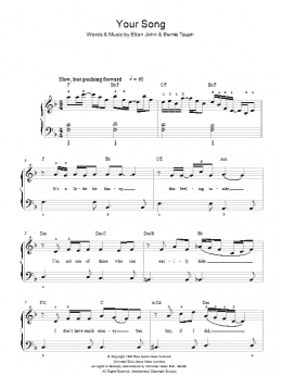 page one of Your Song (Easy Piano)