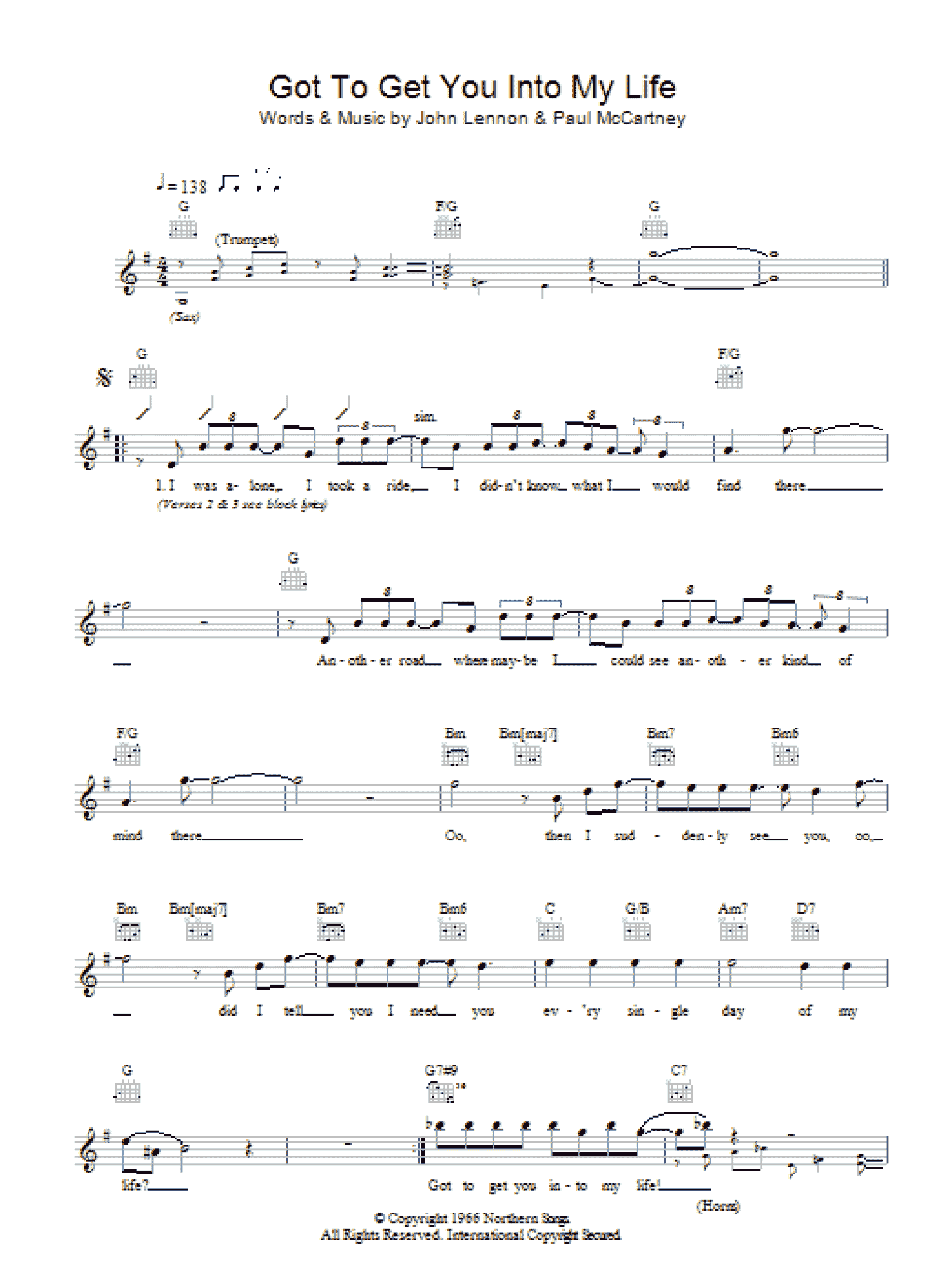 Got To Get You Into My Life (Lead Sheet / Fake Book)