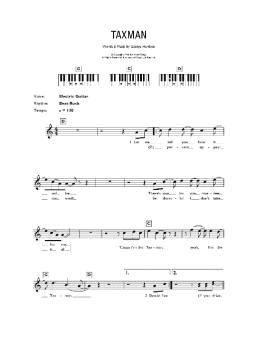 page one of Taxman (Piano Chords/Lyrics)