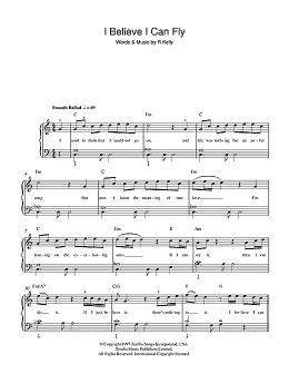 page one of I Believe I Can Fly (Beginner Piano (Abridged))